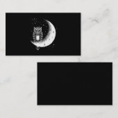 Carte De Visite Chouette Lune Crescent d'oiseaux céleste (Devant / Derrière)