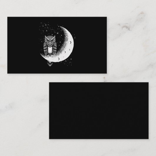 Carte De Visite Chouette Lune Crescent d'oiseaux céleste (Devant / Derrière)