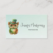 Carte De Visite Chouette mignonne dans un chapeau vert (Devant)