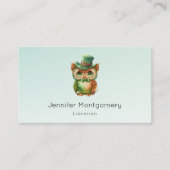 Carte De Visite Chouette mignonne dans un chapeau vert (Devant)