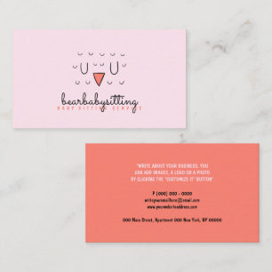 Carte De Visite Chouette mignonne Oiseau Visage animal bébé nounou