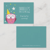 Carte De Visite Chouette rose mignonne Anniversaire Merci Fête Fav (Devant / Derrière)