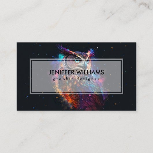 Carte De Visite Chouette spatiale colorée (Devant)