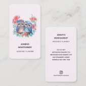 Carte De Visite Chouettes amoureuses Assis sur une branche d'arbre (Devant / Derrière)