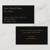 Carte De Visite Chrétien Classy Tan sur Pasteur Noir (Devant / Derrière)