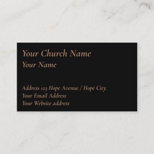 Carte De Visite Chrétien Classy Tan sur Pasteur Noir (Devant)
