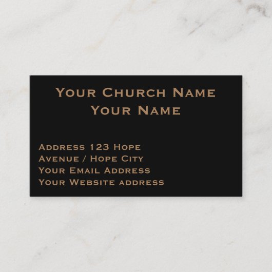 Carte De Visite Chrétien Classy Tan sur Pasteur Noir (Devant)