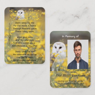 Carte De Visite Chrétienne Mémorial Photo Grange Hibou Oiseau