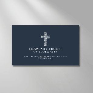 Carte De Visite Christian Church Pasteur Contemporary Cross Navy