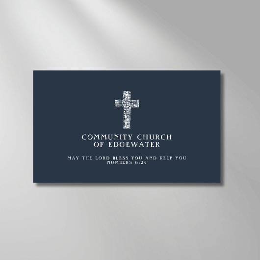 Carte De Visite Christian Church Pasteur Contemporary Cross Navy