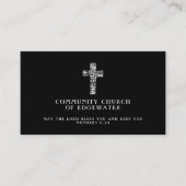 Carte De Visite Christian Church Pasteur Croix contemporaine Noir (Devant)