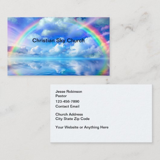 Carte De Visite Christian Church Rainbow Pittoresque (Devant / Derrière)