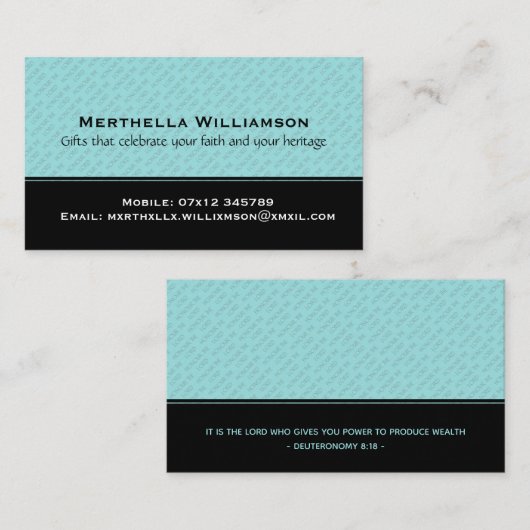 Carte De Visite Christian HONNEUR L'ÉTERNEL Personnalisé (Devant / Derrière)