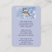 Carte De Visite Christian Memorial Chickadee Bird Winter Snow Tree (Devant)