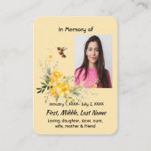 Carte De Visite Christian Memorial Hummingbird Yellow Roses (Devant)