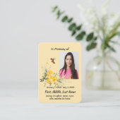 Carte De Visite Christian Memorial Hummingbird Yellow Roses (Debout devant)