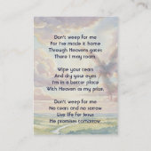 Carte De Visite Christian Memorial Keepsake Angel Sky Clouds (Dos)