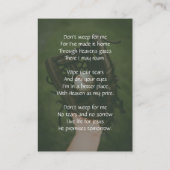 Carte De Visite Christian Memorial Keepsake Baseball Game Player (Dos)