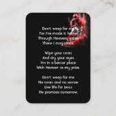 Carte De Visite Christian Memorial Keepsake Baseball Softball  (Dos)