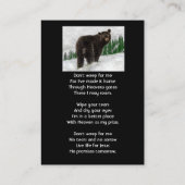 Carte De Visite Christian Memorial Keepsake Black Bear Animal (Dos)