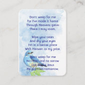 Carte De Visite Christian Memorial Keepsake Bluebird Garden Bird  (Devant)