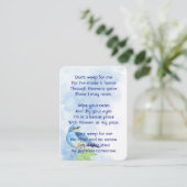 Carte De Visite Christian Memorial Keepsake Bluebird Garden Bird  (Debout devant)