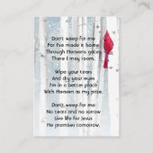 Carte De Visite Christian Memorial Keepsake Cardinal Bird (Dos)