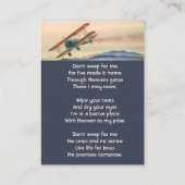 Carte De Visite Christian Memorial Keepsake Clouds Biplane Sky (Dos)