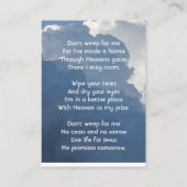 Carte De Visite Christian Memorial Keepsake Clouds Sky Heavenly (Dos)