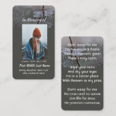 Carte De Visite Christian Memorial Keepsake Dragonfly Dewdrops (Devant / Derrière)