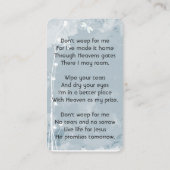 Carte De Visite Christian Memorial Keepsaké Dragonfly White Flower (Dos)