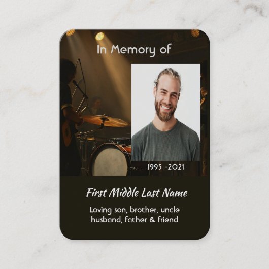 Carte De Visite Christian Memorial Keepsake Drummer Drums Band (Devant)