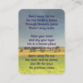 Carte De Visite Christian Memorial Keepsake Farm Crop Prairie (Dos)