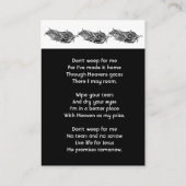 Carte De Visite Christian Memorial Keepsake Feather Tribal Boho  (Dos)