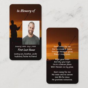 Carte De Visite Christian Memorial Keepsaké Golfing Golf Golf
