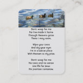 Carte De Visite Christian Memorial Keepsake Lake Ducks Birds (Dos)