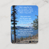 Carte De Visite Christian Memorial Keepsake Lake  Forest Trees (Dos)