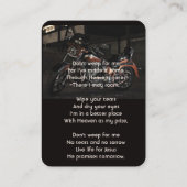 Carte De Visite Christian Memorial Keepsake Motorcycle Biker (Dos)