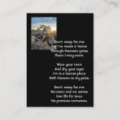 Carte De Visite Christian Memorial Keepsake Motorcycle Chopper (Dos)