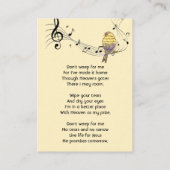 Carte De Visite Christian Memorial Keepsake Music Bird (Dos)