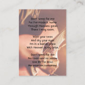 Carte De Visite Christian Memorial Keepsake Musician Piano Guitar (Dos)