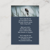 Carte De Visite Christian Memorial Keepsaké Red-wing Blackbird (Dos)