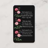 Carte De Visite Christian Memorial Keepsake  Roses Garden Flowers (Dos)