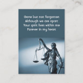 Carte De Visite Christian Memorial Keepsake Scales Justice Law (Dos)