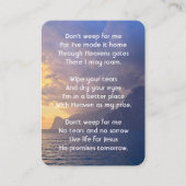 Carte De Visite Christian Memorial Keepsaké Sea Sky Cloud Island (Devant)