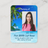 Carte De Visite Christian Memorial Keepsake Tropical Beach Exotic (Dos)