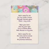 Carte De Visite Christian Memorial Photo Keepsake Bingo Game (Dos)