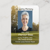 Carte De Visite Christian Memorial Photo Poem Golfer Golf Golf Gol (Dos)