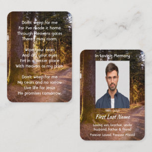 Carte De Visite Christian, Memorial Photo Prayer Forest Trail Walk