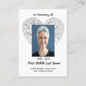 Carte De Visite Christian Memorial Tree of Life Heart Love (Devant)